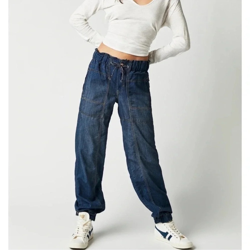 New Free People Angelo Denim Drawstring Jogger Jeans Medium